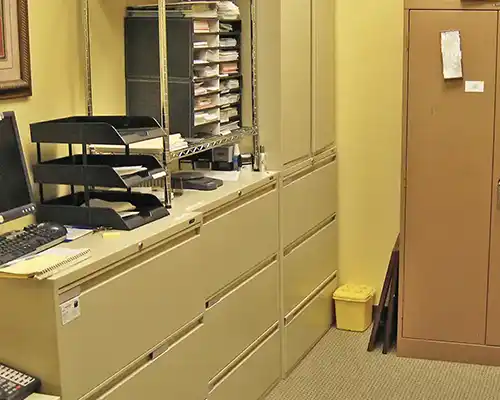 Lateral File cabinets in the file room in our Charter Colony Office