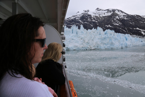 Shannon Springer overlooking calving glaciers in Alaska