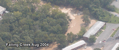 An aerial picture of the Tropical Storm Gaston damage at Falling Creek Apartments