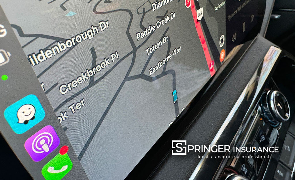 A Carplay screen showing the WAZE app